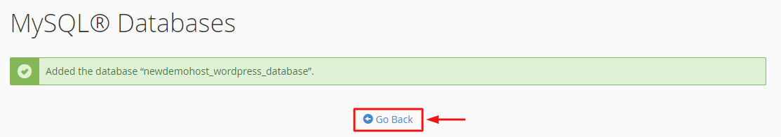 Click on Go back to create a user