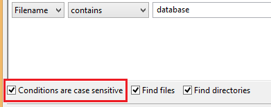 check condition case sensitive option