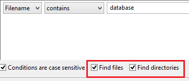 search conditions, click on the files or sub-directories