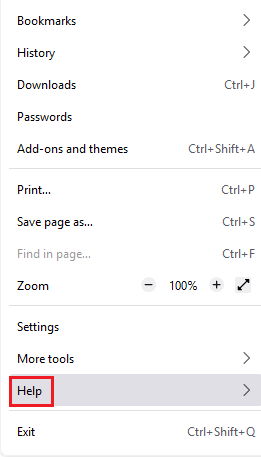 drop-down menu  tap on help
