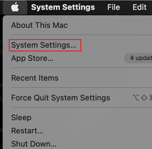 open the System settings