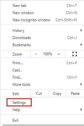 Click Settings from the sub-menu bar