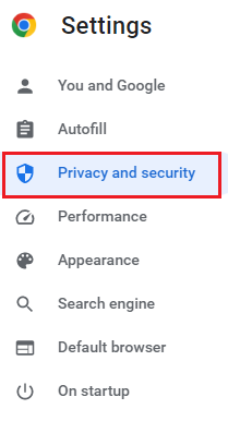 Open the Privacy and security settings