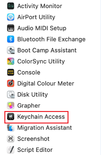 Tap on Keychain Access