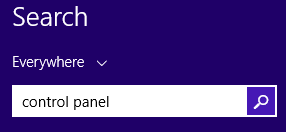 search the control panelp option