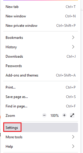 select option Settings