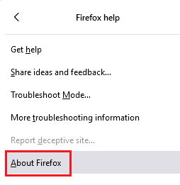 Click on About Firefox