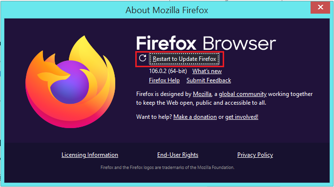 Restart to Update Firefox