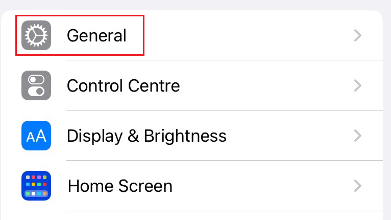 Go to the General option in the settings