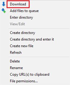Select Download from the shortcut menu