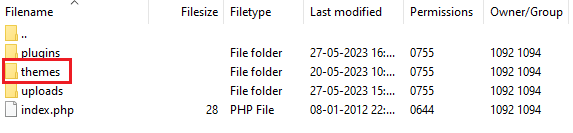 Select themes folder