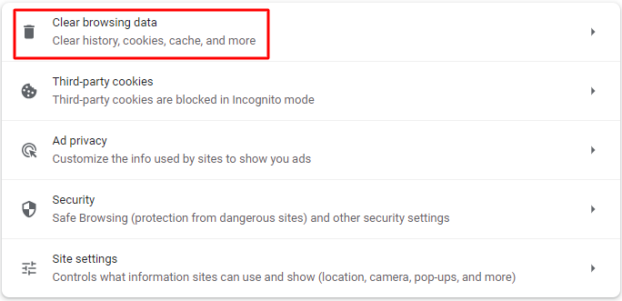 Clear Browsing Data
