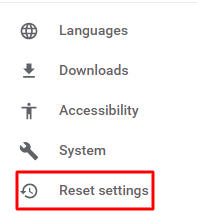 Select Reset setting