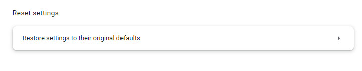 Restore settings to their original defaults