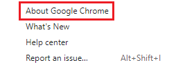 Select About google chrome option
