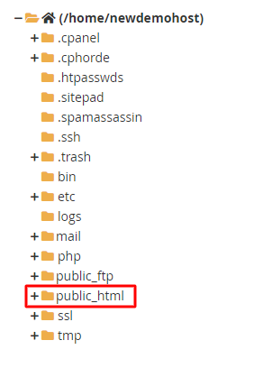 Select directory public_html