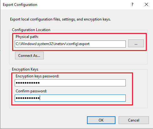 Export Configuration connect