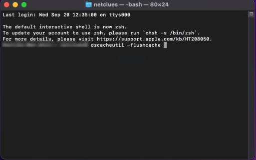 Apply dscacheutil -flushcache command