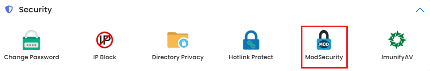 Locate and click on ModSecurity