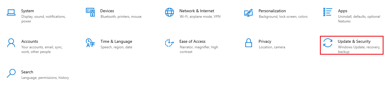 Click  Update & Security