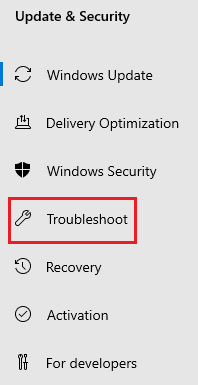 Click on the Troubleshoot option