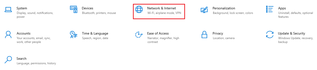 click on  Network & Internet