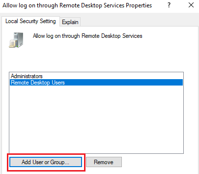 select ‘Add User or Group’