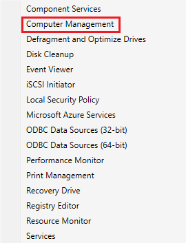 menu, Select  Computer Management