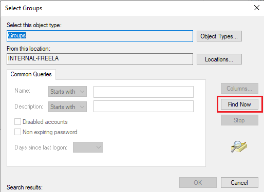 Click on the Find Now option