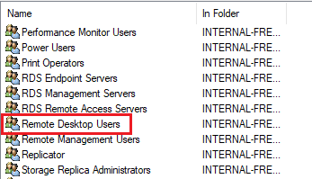 Tap the  Remote Desktop Users option