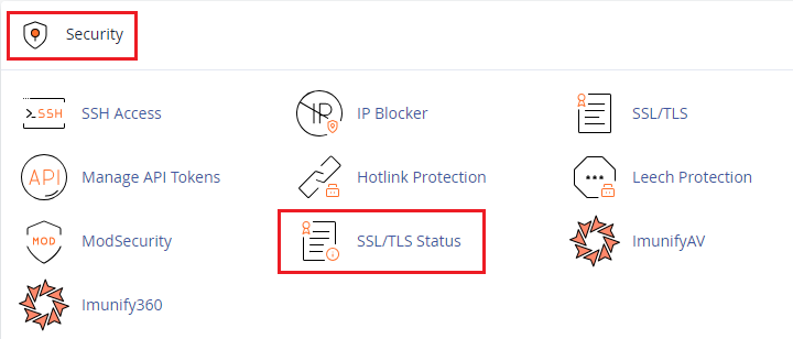 search for SSL TLS Status under the ‘Security’ section