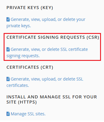 Certificate signing request