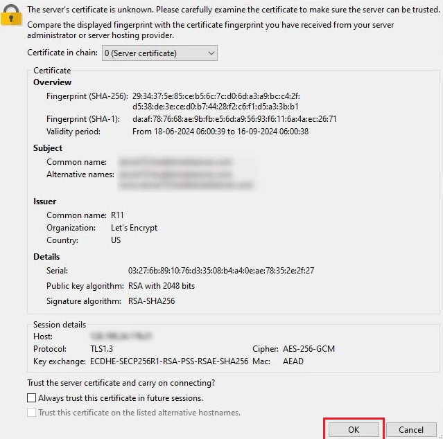 Click Yes in agreement