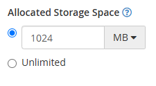 update allocated storage space
