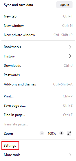 Scroll down and locate Settings