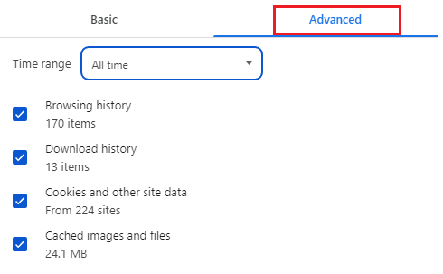 choose the ‘Advanced’ tab instead of the Basic tab