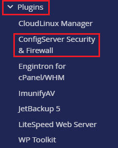 locate and click ConfigServer Security & Firewall