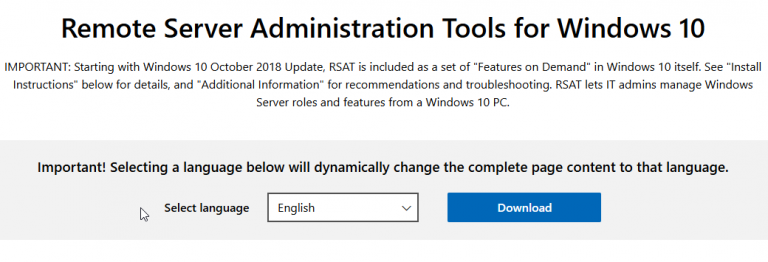 Install Remote Server Administration Tools on Windows 10?