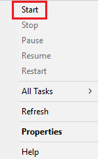 Select Start to start service