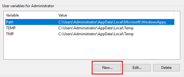 User variables for administrator