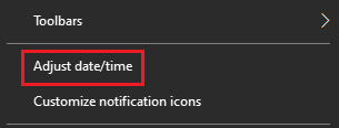 adjust date and time