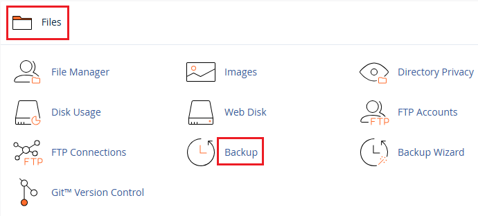 click on backup