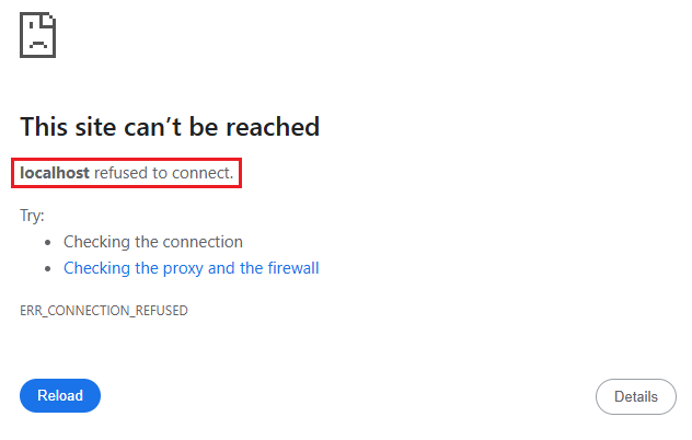 localhost refused to connect