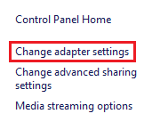 change adapter settings