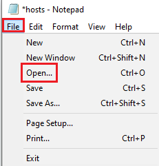 open file in notepad