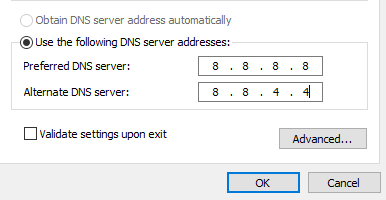 set DNS server addresses