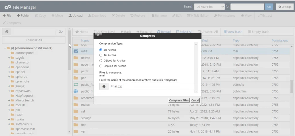 compress Mail folder