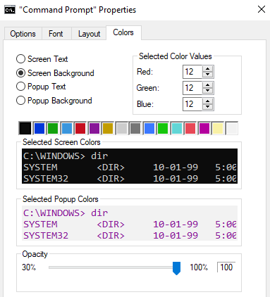 select color for cmd