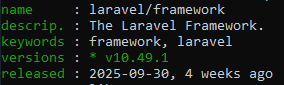 laravel version using composer command