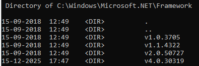 Check .NET Framework Version Using the System Folder